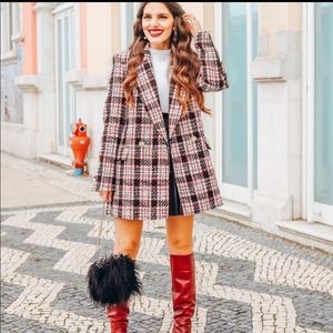 Sale Zara plaid double breasted blazer